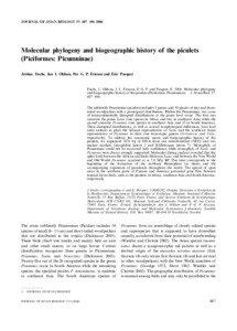 JOURNAL OF AVIAN BIOLOGY 37: 487 Á[removed]Molecular phylogeny and biogeographic history of the piculets