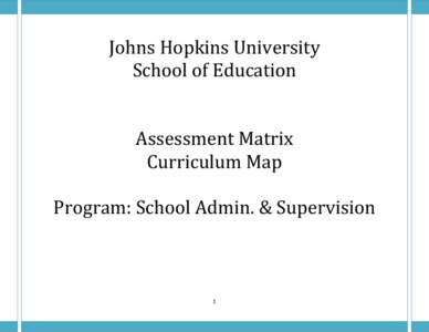 Johns Hopkins University School of Education Assessment Matrix Curriculum Map  Program: School Admin. & Supervision