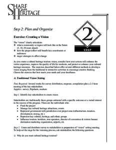 Step 2: Plan and Organize Exercise: Creating a Vision The “vision” clearly articulates:  what a community or region will look like in the future (5, 10, 20 years ahead)  how the project/effort will benefit key co