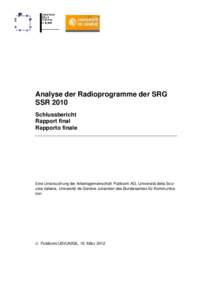 Analyse der Radioprogramme der SRG SSR 2010