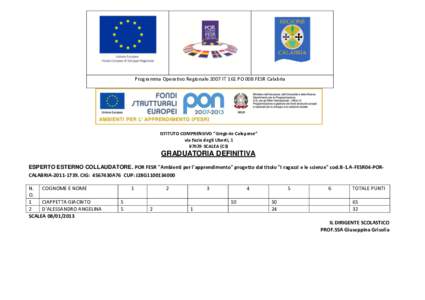Programma Operativo Regionale 2007 IT 161 PO 008 FESR Calabria  ISTITUTO COMPRENSIVO “Gregorio Caloprese” via Fazio degli Uberti, SCALEA (CS)