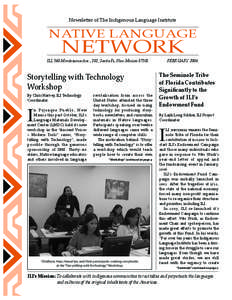 Newsletter of The Indigenous Language Institute  NATIVE LANGUAGE NETWORK