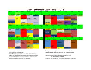 2014 SUMMER DAIRY INSTITUTE MON TUE  WED