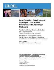 Low Emission Development Strategies: The Role of Networks and Knowledge Platforms