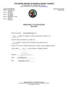 Osceola High School / School District of Osceola County /  Florida / Osceola County /  Florida / Kissimmee /  Florida / No Child Left Behind Act / Greater Orlando / Geography of Florida / Florida