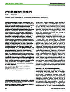 Renal dialysis / Electrolyte disturbances / Kidney diseases / Sevelamer / Renal osteodystrophy / Hyperphosphatemia / Dialysis / Secondary hyperparathyroidism / Home hemodialysis / Medicine / Nephrology / Phosphate binders