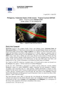 EUROPEAN COMMISSION JOINT RESEARCH CENTRE 2 April 2015, 12:00 UTC  Philippines, Federated States of Micronesia – Tropical Cyclone MAYSAK