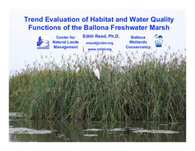 Trend Evaluation of Habitat and Water Quality Functions of the Ballona Freshwater Marsh Edith Read, Ph.D. Center for Natural Lands 