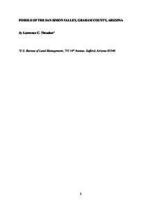 FOSSILS OF THE SAN SIMON VALLEY, GRAHAM COUNTY, ARIZONA  By Lawrence C. Thrasher1 U.S. Bureau of Land Management, 711 14th Avenue, Safford, Arizona 85546