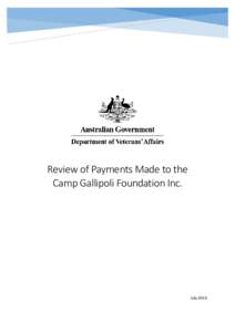 Review into payments received by camp gallipoli