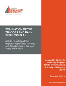 EVALUATION OF THE TRI-COG LAND BANK BUSINESS PLAN: A Solid Foundation for a Regional Approach to Vacancy and Abandonment in the Mon