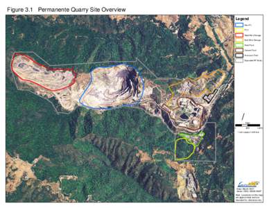 Figure 3.1 Permanente Quarry Site Overview Legend Main Pit Pit 2 West Mtrls Storage East Mtrls Storage