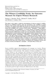 The Witness Credibility Scale: An outcome measure for expert witness research