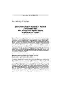 tekst i dyskurs – text und diskurs 2, 2009  Ernest W.B. HESS-LÜTTICH (Bern) Sollen/Dürfen/Müssen muslimische Mädchen schwimmen lernen?