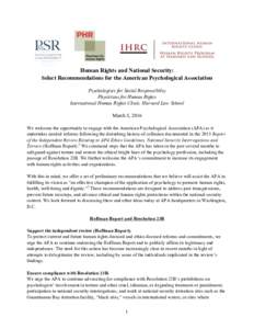 Human rights abuses / Crime / American Psychological Association / Penology / Torture / Criminal justice / Violence / Solitary confinement / Black site / Physicians for Human Rights / APA Ethics Code / Stephen H. Behnke