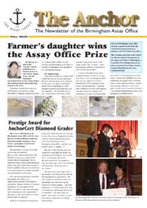 The Newsletter of the Birmingham Assay Office Winter[removed]Farmer’s daughter wins the Assay Office Prize Brought up on a