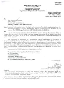 RTI MAnER  Speed Post F.NoEstt./RTI  Government of India
