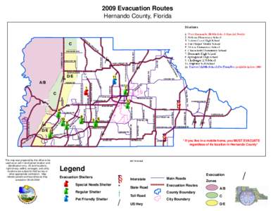 2009 Evacuation Routes Hernando County, Florida