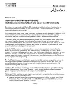 Economy of Canada / International relations / New West Partnership / Trade / Economic history of Canada / Canada / Agreement on Internal Trade