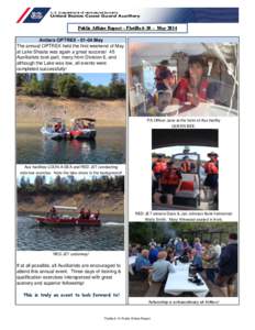 Public Affairs Report – Flotilla 6-10 – May 2014 Antlers OPTREX[removed]May The annual OPTREX held the first weekend of May at Lake Shasta was again a great success! 45 Auxiliarists took part, many from Division 6, a