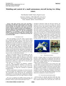 Modeling and Control of a Small Aircraft Having Two Tilting Rotors