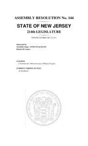 ASSEMBLY RESOLUTION No[removed]STATE OF NEW JERSEY