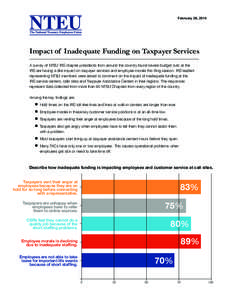February 26, 2014  Impact of Inadequate Funding on Taxpayer Services A survey of NTEU IRS chapter presidents from around the country found severe budget cuts at the IRS are having a dire impact on taxpayer services and e