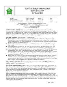 TOWN OF BEAUX ARTS VILLAGE TOWN BULLETIN JANUARY 2010 ********************************************************************************************* WABA 7:00pm Thursday