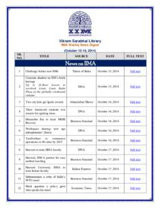 Vikram Sarabhai Library IIMA Weekly News Digest (October 13-19, 2014) SR. NO.