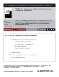 This PDF is available from The National Academies Press at http://www.nap.edu/catalog.php?record_id=The Growth of Incarceration in the United States: Exploring Causes and Consequences  ISBN