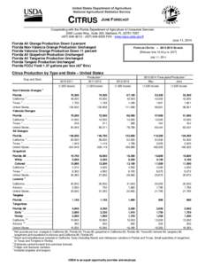 CITRUS  JUNE FORECAST Cooperating with the Florida Department of Agriculture & Consumer Services 2290 Lucien Way, Suite 300, Maitland, FL[removed]