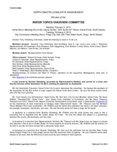 [removed]NORTH DAKOTA LEGISLATIVE MANAGEMENT Minutes of the  WATER TOPICS OVERVIEW COMMITTEE
