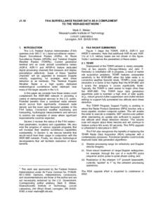 J1.10  FAA SURVEILLANCE RADAR DATA AS A COMPLEMENT TO THE WSR-88D NETWORK * Mark E. Weber Massachusetts Institute of Technology