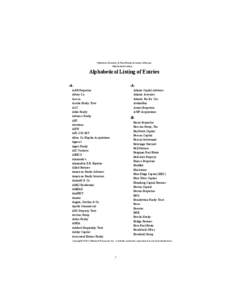 Crittenden Directory of Real Estate Investors & Buyers Alphabetical Listing Alphabetical Listing of Entries -A-