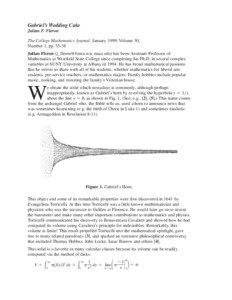 Gabriel’s Wedding Cake Julian F. Fleron The College Mathematics Journal, January 1999, Volume 30,