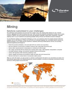 Mining Solutions customized to your challenges The challenges mining operations face become more complex every year, despite global demand for coal, industrial minerals, aggregates and metal increasing every year. Public