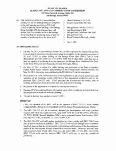 STATE OF ALASKA ALASKA OIL AND GAS CONSERVATION COMMISSION 333 West Seventh Avenue, Suite 100 Anchorage Alaska[removed]Re: THE APPLICATION OF ConocoPhillips Alaska, Inc. for an order granting an exception