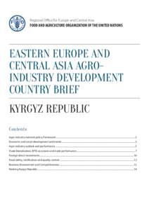 Regional Oﬃce for Europe and Central Asia  FOOD AND AGRICULTURE ORGANIZATION OF THE UNITED NATIONS EASTERN EUROPE AND CENTRAL ASIA AGROINDUSTRY DEVELOPMENT