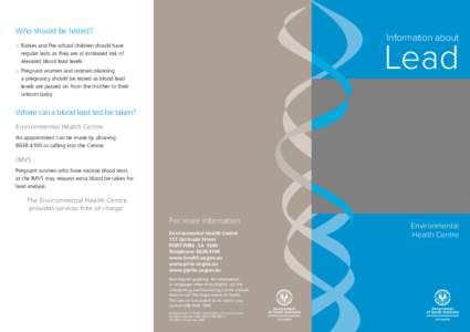 Information about lead – Environmental Health Centre Brochure