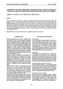 AGRICULTURA TROPICA ET SUBTROPICA  VOLASSESSMENT OF SOME AGRONOMIC AND SEED QUALITY TRAITS IN BRASSICA CARINATA LANDRACE GENOTYPES, DOUBLED HAPLOID LINES AND HYBRIDS