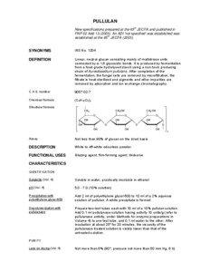 PULLULAN New specifications prepared at the 65th JECFA and published in FNP 52 Add[removed]An ADI ‘not specified’ was established was