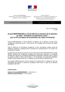 ARNAUD MONTEBOURG M INISTRE DE L’E CONOMIE , DU R EDRESSEMENT PRODUCTIF ET DU N UMERIQUE C AROLE DELGA S ECRETAIRE D ’E TAT CHARGEE DU C OMMERCE, DE