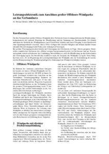 Leistungselektronik zum Anschluss großer Offshore-Windparks an das Verbundnetz Dr. Michael Häusler, ABB Calor Emag Schaltanlagen AG, Mannheim, Deutschland