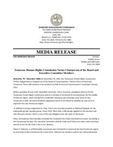 TENNESSEE HUMAN RIGHTS COMMISSION 710 JAMES ROBERTSON PARKWAY ANDREW JOHNSON BUILDING Suite 100 NASHVILLE, TENNESSEE[removed][removed]FAX[removed]