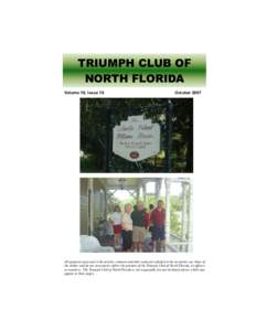 TRIUMPH CLUB OF NORTH FLORIDA Volume 19, Issue 10 October 2007