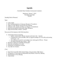 Agenda Newfields Police Facilities Construction Committee Wednesday, January 7, 2015 Newfields Town Hall 7:00 PM Standing Order of Business