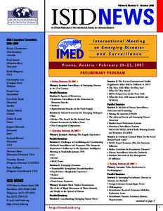 Volume 9, Number 1 • October[removed]ISIDNEWS An Official Publication of the International Society for Infectious Diseases  ISID Executive Committee