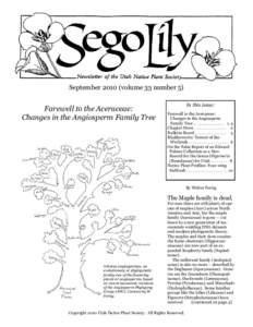 Sego Lily September[removed]September[removed]volume 33 number 5) Farewell to the Aceraceae: Changes in the Angiosperm Family Tree