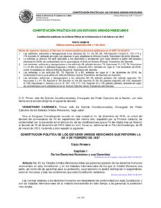 CONSTITUCIÓN POLÍTICA DE LOS ESTADOS UNIDOS MEXICANOS CÁMARA DE DIPUTADOS DEL H. CONGRESO DE LA UNIÓN Últimas Reformas DOFSecretaría General