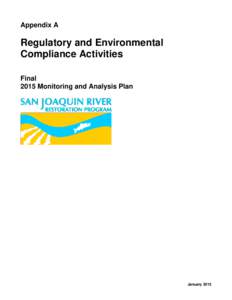 Appendix A  Regulatory and Environmental Compliance Activities Final 2015 Monitoring and Analysis Plan